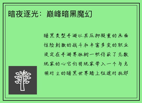 暗夜逐光：巅峰暗黑魔幻